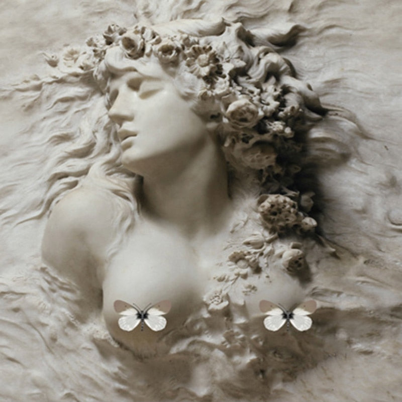 3D Carved Lady Relief Sculpture Wallpaper Mural, Custom Sizes Available Wall Murals Maughon's 