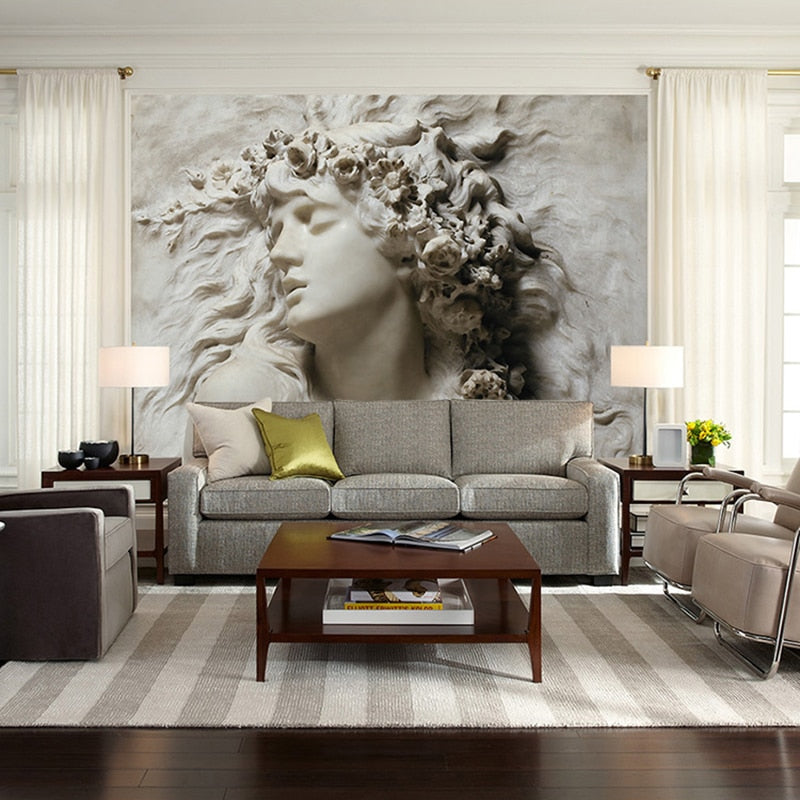 3D Carved Lady Relief Sculpture Wallpaper Mural, Custom Sizes Available Wall Murals Maughon's 