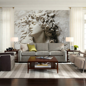 3D Beautiful Lady Carved Relief Sculpture Wallpaper Mural, Custom Sizes Available