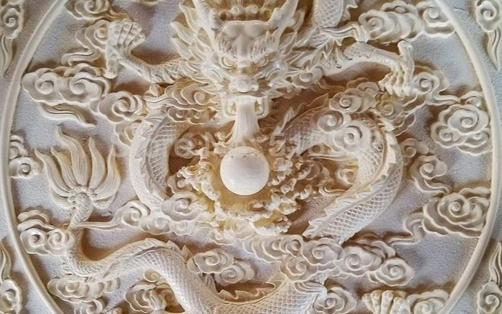 3D Chinese Dragon Relief Wallpaper Mural, Custom Sizes Available Household-Wallpaper Maughon's 