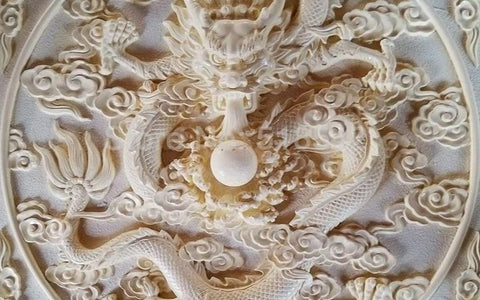 Image of 3D Chinese Dragon Relief Wallpaper Mural, Custom Sizes Available Household-Wallpaper Maughon's 