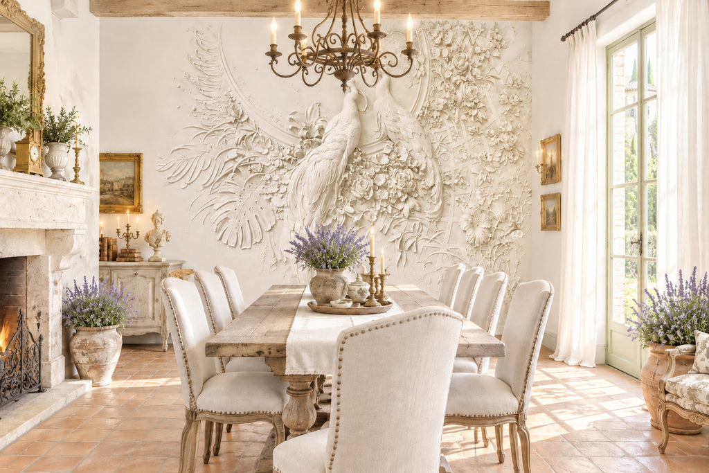 3D Embossed Peacock Wallpaper Mural, Custom Sizes Available Household-Wallpaper Maughon's 