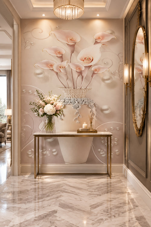 3D Floral Vase Wallpaper Mural, Custom Sizes Available Wall Murals Maughon's 