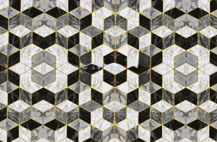 3D Marble Diamond Shaped Vinyl PVC Floor Mural, Self Adhesive, Custom Sizes Available Household-Wallpaper-Floor Maughon's 
