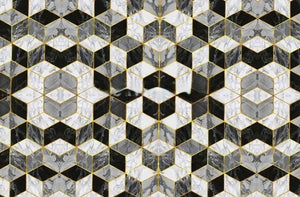 Mural de piso de PVC de vinilo con forma de diamante de mármol 3D, autoadhesivo, tamaños personalizados disponibles