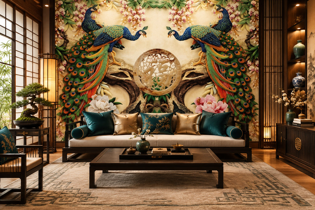 3D Peacock Wallpaper Mural, Custom Sizes Available Household-Wallpaper Maughon's 
