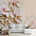 3D Relief Magnolia Wallpaper Mural, Custom Sizes Available Maughon's 