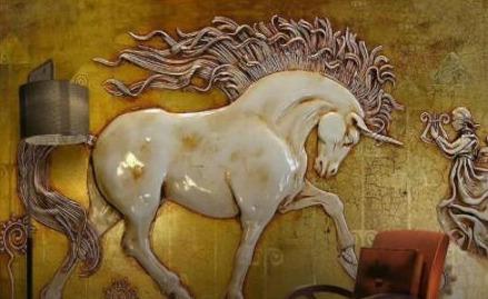 Image of 3D Relief Unicorn Wallpaper Mural, Custom Sizes Available Household-Wallpaper Maughon's 