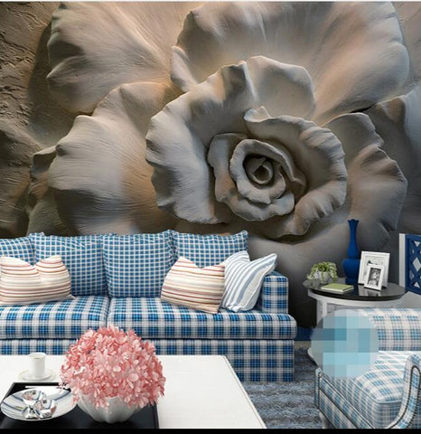 Image of 3D Rose Gray Wallpaper Mural, Custom Sizes Available Household-Wallpaper Maughon's 