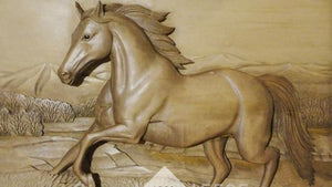 3D Relief Galloping Horse Wallpaper Mural, Custom Sizes Available