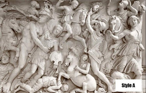 Papel pintado gris con estatuas romanas, tamaños personalizados disponibles