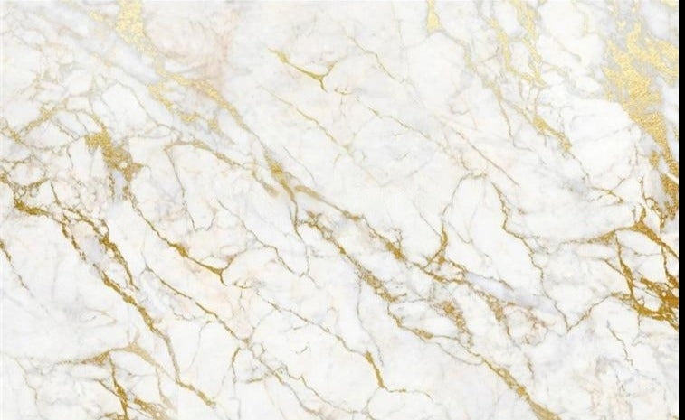 Gold, White and Gray Marble Wallpaper Mural, Custom Sizes Available