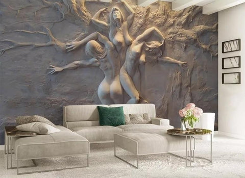 Image of Three Graces Abstract Wallpaper Mural, Custom Sizes Available
