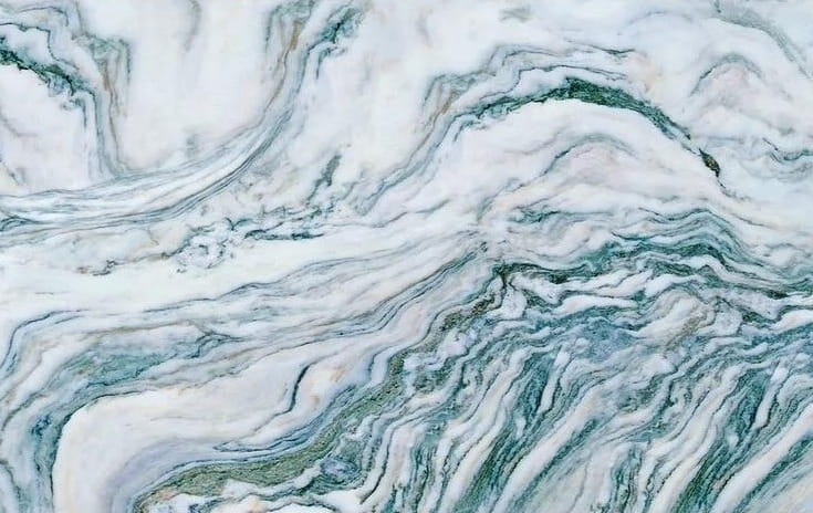 Teal, Gray and White Marble Self-Adhesive Wallpaper Mural, Custom Sizes Available