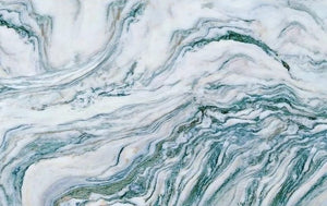 Papel pintado autoadhesivo de mármol verde azulado, gris y blanco, tamaños personalizados disponibles