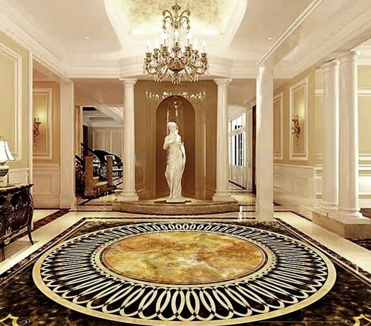 European Style Marble-look Vinyl PVC Floor Mural, Self Adhesive, Custom Sizes Available