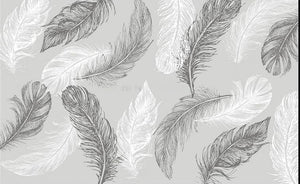 Black and White Feathers Wallpaper Mural, Custom Sizes Available