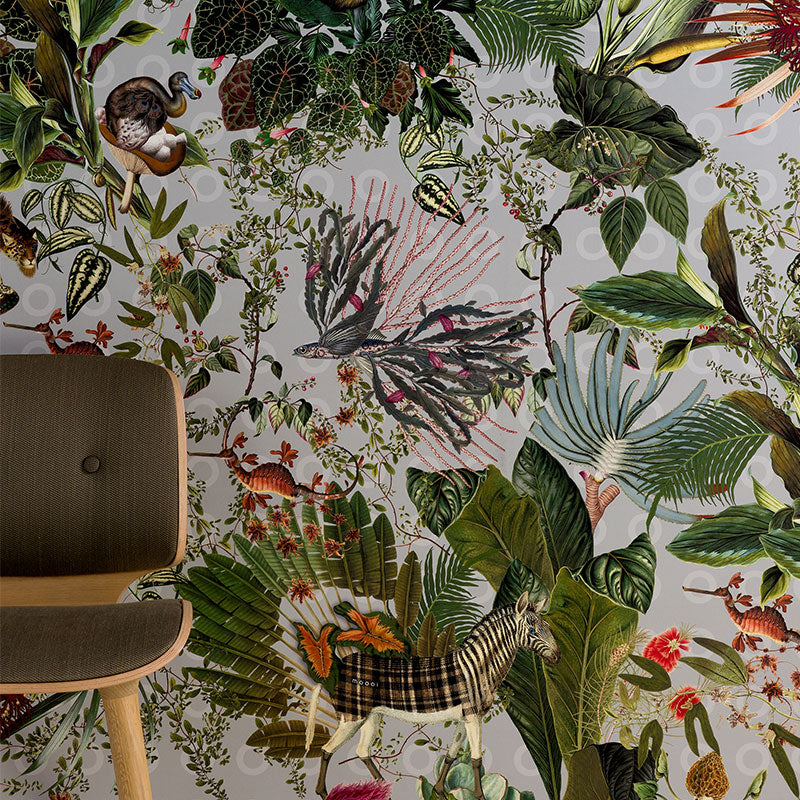 Asian Inspired Animal Print II Wallpaper Murals, Custom Sizes, Less Waste