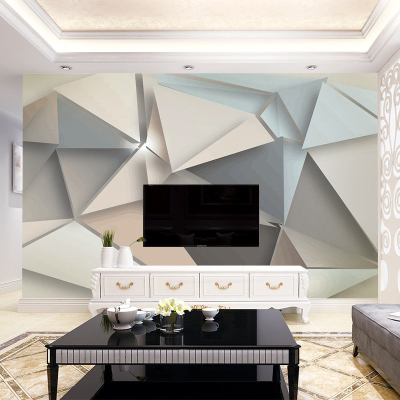 3D Modern Abstract Geometric Wallpaper Mural, Custom Sizes Available