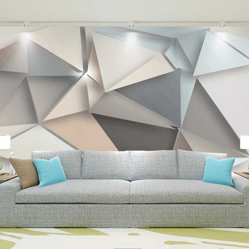 3D Modern Abstract Geometric Wallpaper Mural, Custom Sizes Available