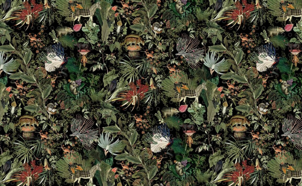 Asian Inspired Animal Print II Wallpaper Murals, Custom Sizes, Less Waste
