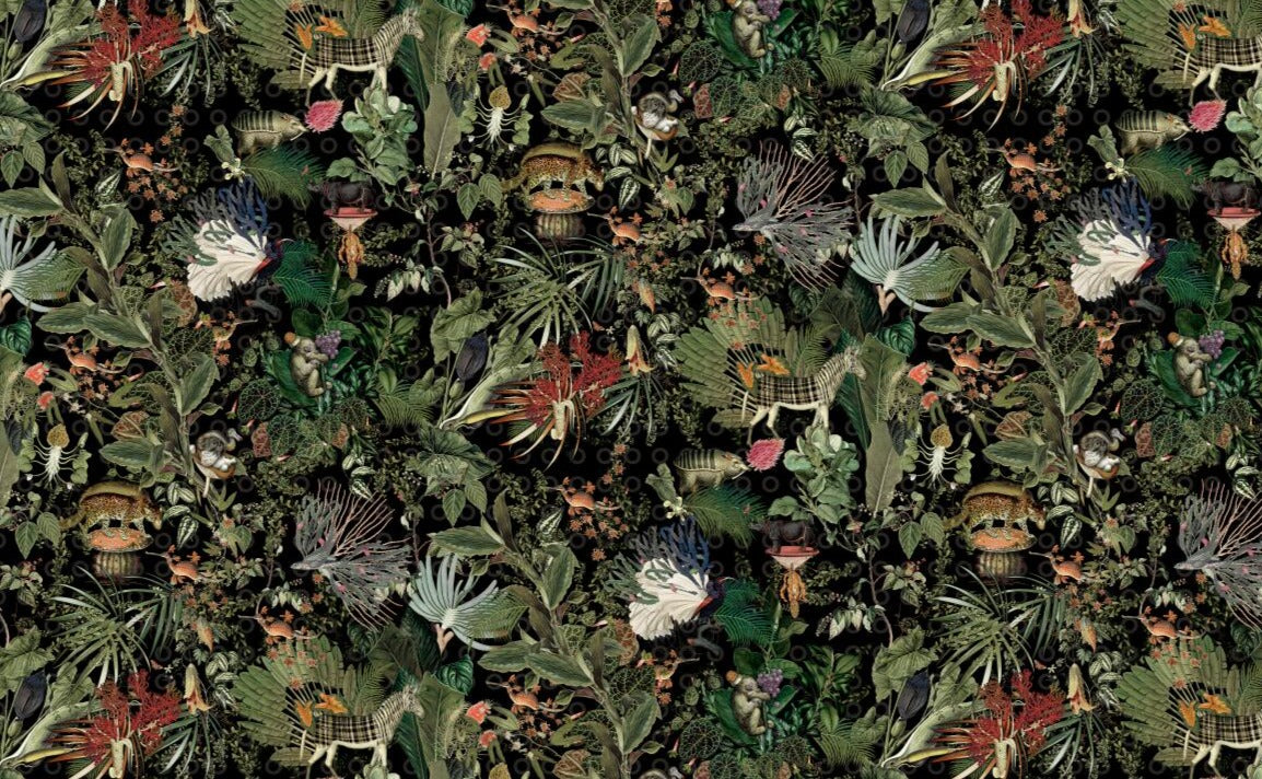 Asian Inspired Animal Print II Wallpaper Murals, Custom Sizes, Less Waste