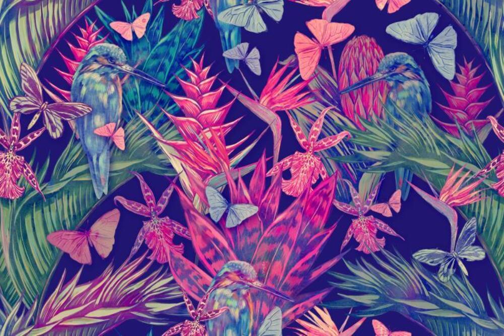 Asian Inspired Animal Print Wallpaper Murals, Custom Sizes, Less Waste