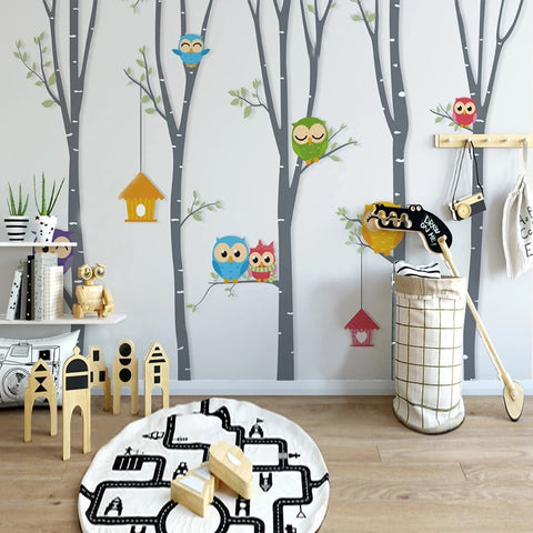 Image of Adorable Owls Children's Room Wallpaper Mural, Custom Sizes Available