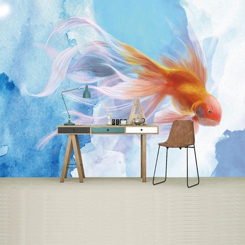 Image of Graceful Fancy Goldfish Wallpaper Mural, Custom Sizes Available