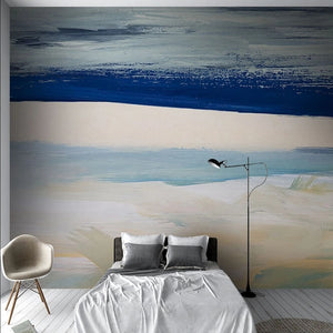 Abstract Blue White Vertical Stripes Wallpaper Mural, Custom Sizes Available