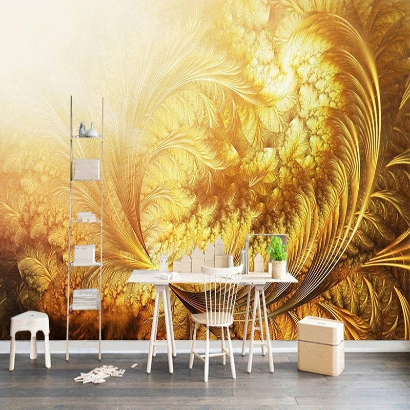 Golden Abstract Aura Background Wallpaper Mural, Custom Sizes Available