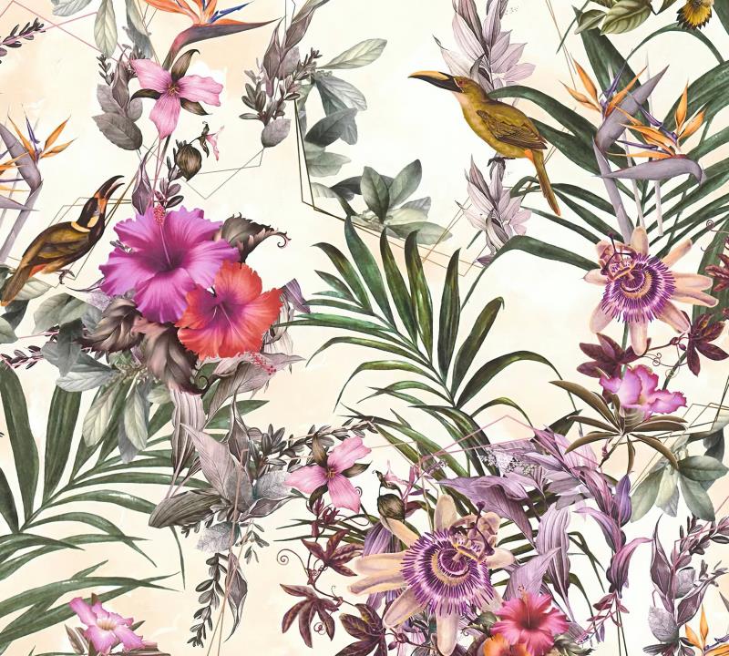 Beautiful Asian Repeating Pattern Mural Wallpaper, Custom Sizes, Less Waste