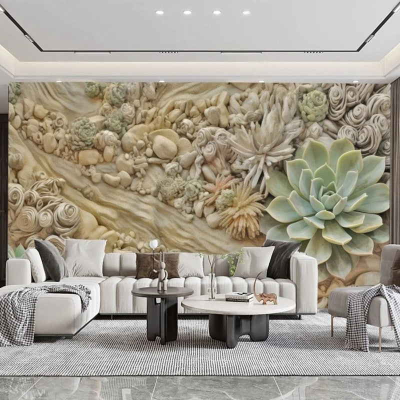 succulent wall mural Awesome Succulent Wall Wallpaper Mural, Custom Sizes Available – Maughon's