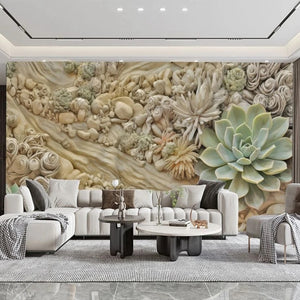 Awesome Succulent Wall Wallpaper Mural, Custom Sizes Available