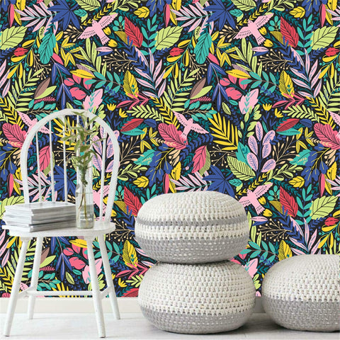 Image of Colorful and Fun Nature Inspired Wallpaper Mural, Custom Sizes Available