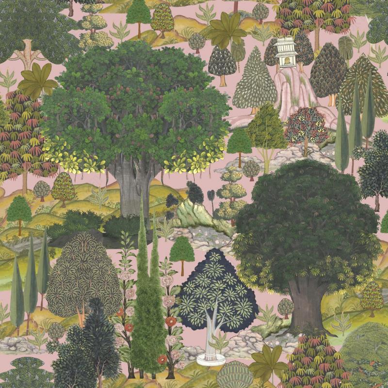 Beautiful Asian Repeating Pattern Mural Wallpaper, Custom Sizes, Less Waste