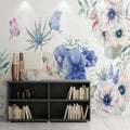 Elegant Watercolor Butterflies and Flowers Wallpaper Mural, Custom Sizes Available