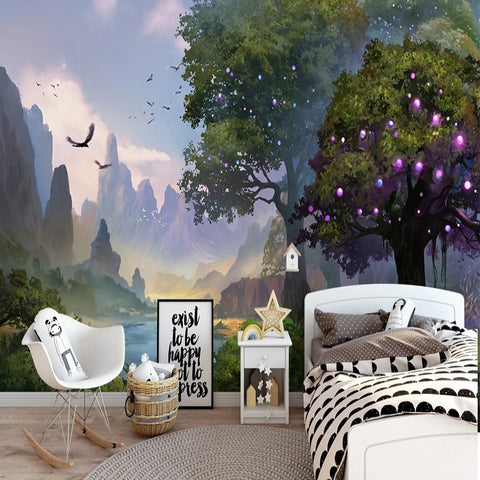 Image of Mystical Valley Fantasy Wallpaper Mural, Custom Sizes Available