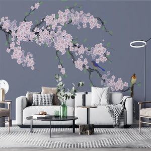 Birds On Plum Blossom Wallpaper Mural, Custom Sizes Available