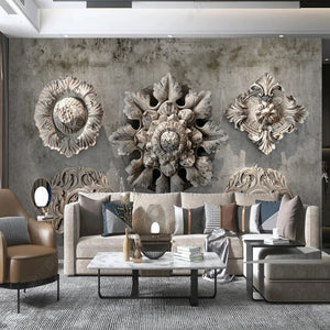 Intricate Concrete Medallions Wallpaper Murals, Custom Sizes Available