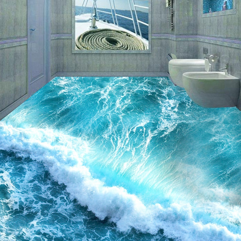 Ocean Seawater Self-Adhesive Floor Murals, Custom Sizes Available