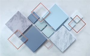 Abstract Blue 3D Squares Wallpaper Mural, Custom Sizes Available