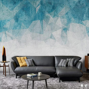 Abstract Blue and White Geometric Shapes Wallpaper Mural, Custom Sizes Available Wall Murals Maughon's Waterproof Canvas 