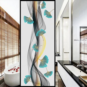 Abstract Blue Ginkgo and Smoke Wallpaper Mural, Custom Sizes Available