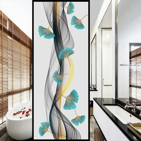 Image of Abstract Blue Ginkgo and Smoke Wallpaper Mural, Custom Sizes Available Wall Murals Maughon's 