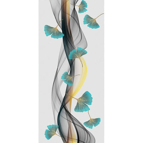 Image of Abstract Blue Ginkgo and Smoke Wallpaper Mural, Custom Sizes Available Wall Murals Maughon's 