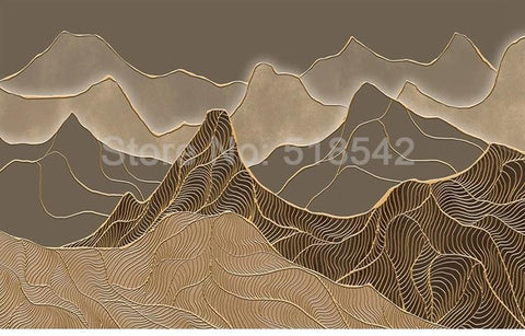 Image of Abstract Brown and Tan Mountains Wallpaper Mural, Custom Sizes Available Maughon's 