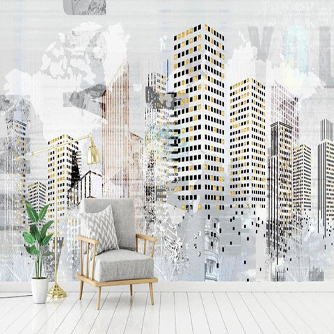 Abstract City Building Landscape Wallpaper Mural, Custom Sizes Available Household-Wallpaper Maughon's 