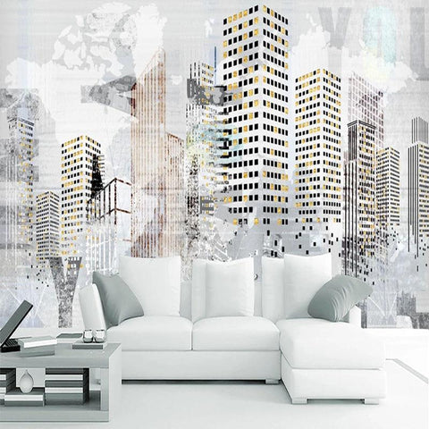 Abstract City Building Landscape Wallpaper Mural, Custom Sizes Available Household-Wallpaper Maughon's 