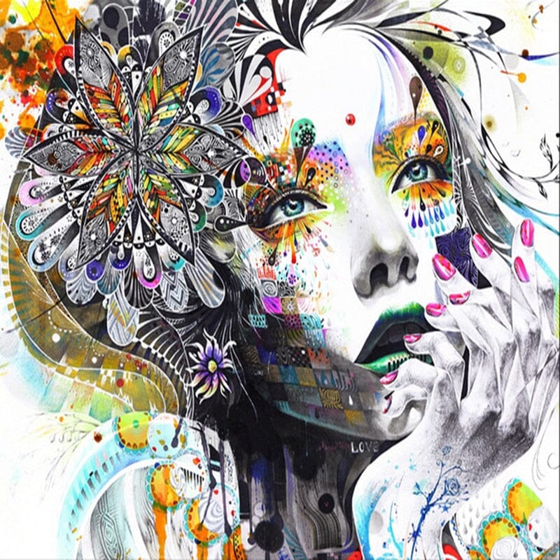 Abstract Colorful Lady Wallpaper Mural, Custom Sizes Available Wall Murals Maughon's 